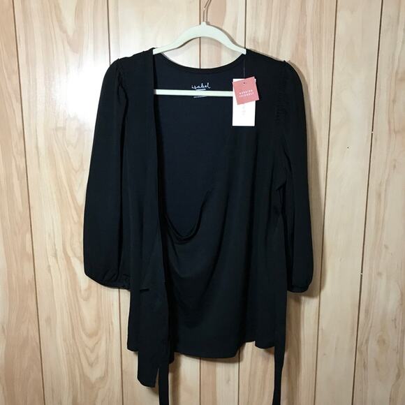 Isabel by Ingrid + Isabel Black V-Neck 3/4 Sleeve Nursing Wrap Top M - Picture 3 of 8